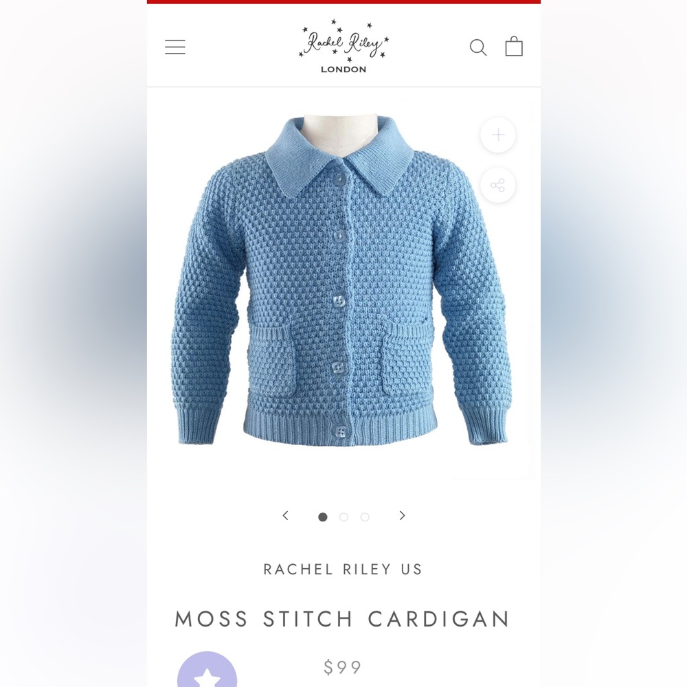 Rachel Riley Light Blue Moss Stitch Cardigan